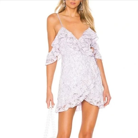 MAJORELLE Dresses & Skirts - NWOT Majorelle Cold shoulder lace mini dress lavender size small